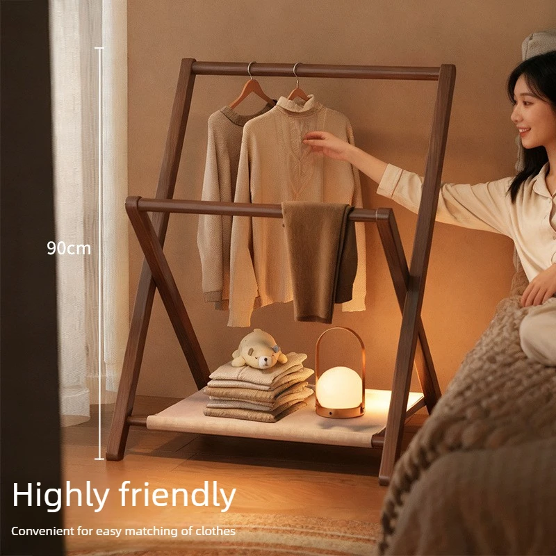 Home folding clothes hanger, bamboo simple folding clothes hanger, bedroom small clothes hanger, balcony clothes hanger