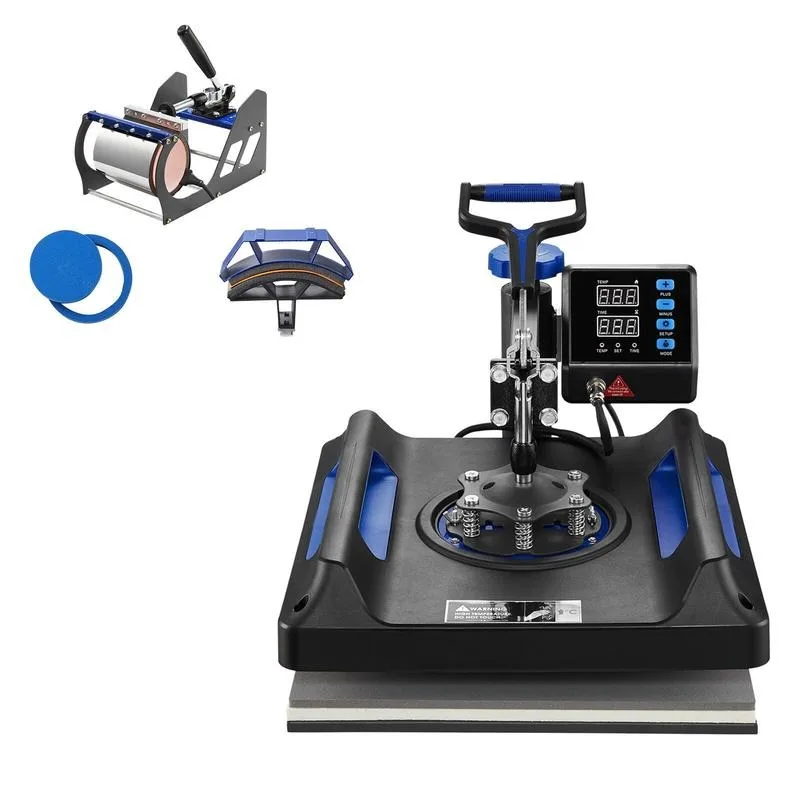 Heat Press Machine Sublimation Machine 15 x 15 inch 8 In 1 Blue Heat Press Set