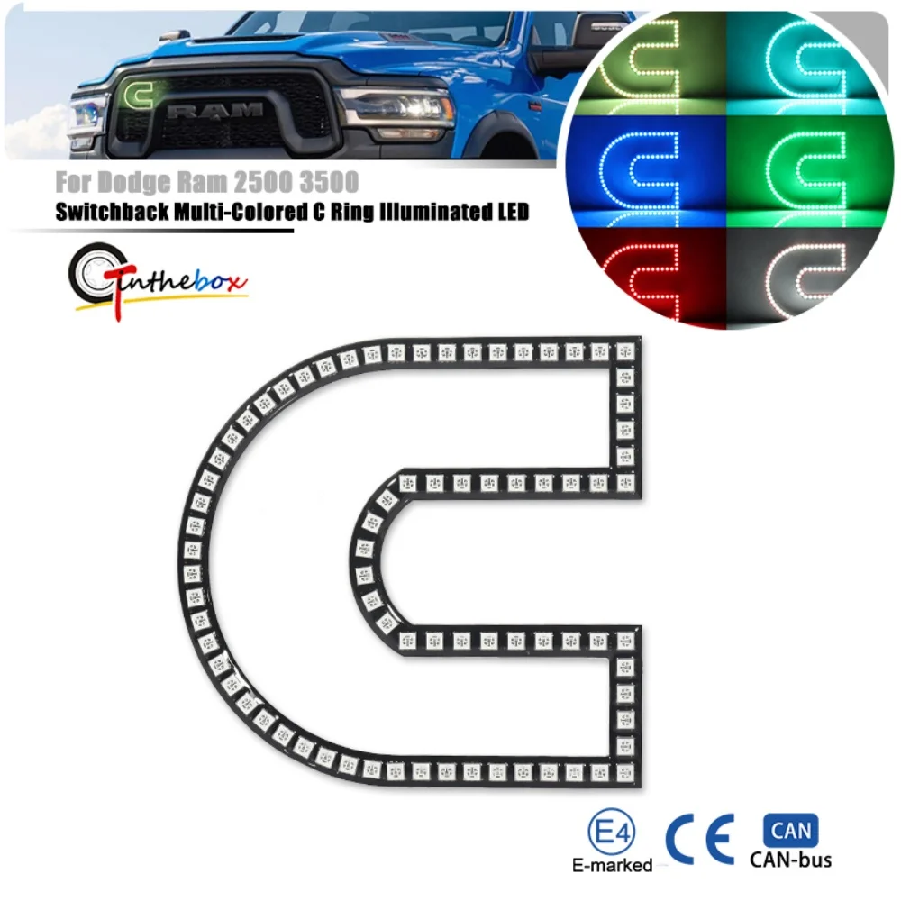 

Bluetooth Wireless Control Multi-Colored RGB LED Car Front Grill C Ring Illuminated Emblem Light For Dodge Ram For Ford Pickup