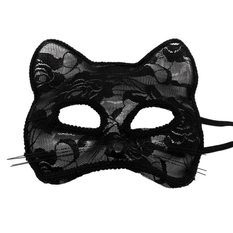 Máscara zorros Máscara media cara Máscara fiesta Halloween Máscara gato encaje Máscara mascarada