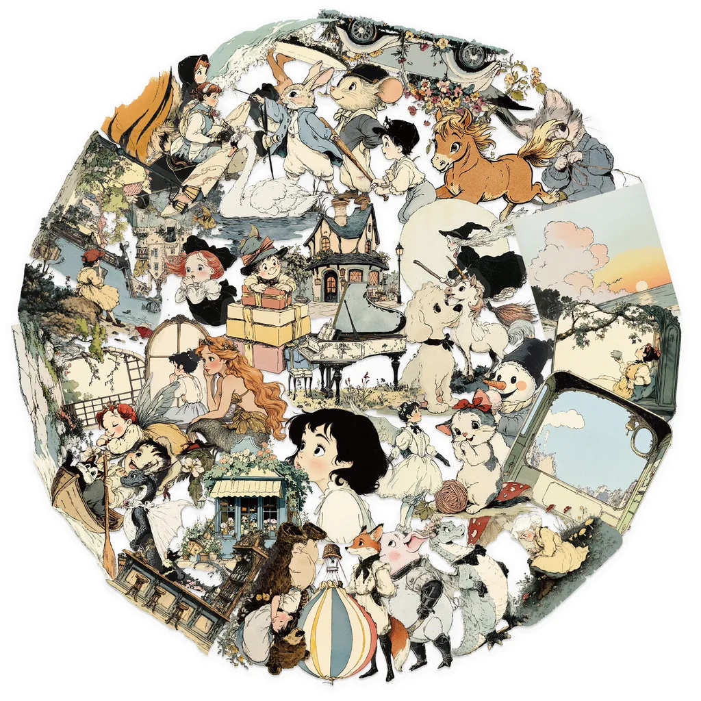 50PCS Transparent INS Childish Cartoon Sticker Pack - Waterproof PET for Scrapbooking, Guitar Decor RecordingYourLife Store