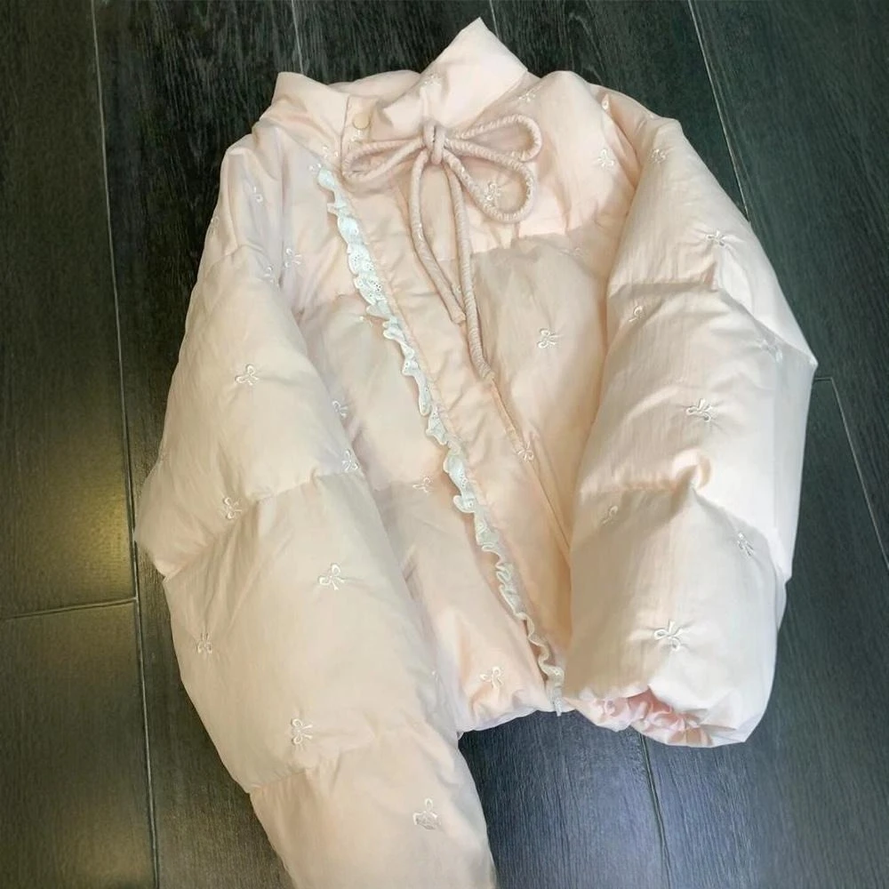 امرأة الشتاء الحلو الصلبة أبلى Parkets الساخن عقدة شعر للفتيات عادية الدافئة فو الفراء معطف الدانتيل المرقعة سترة أنيقة تحمل شعار لعبة البيسبول الكورية شيك