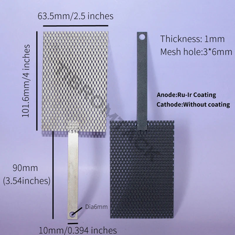 

Titanium Anode Mesh for Electrolysis, Electrolysis with Terminals, Ruthenium-Iridium Coating, Uncoated Cathode Mesh