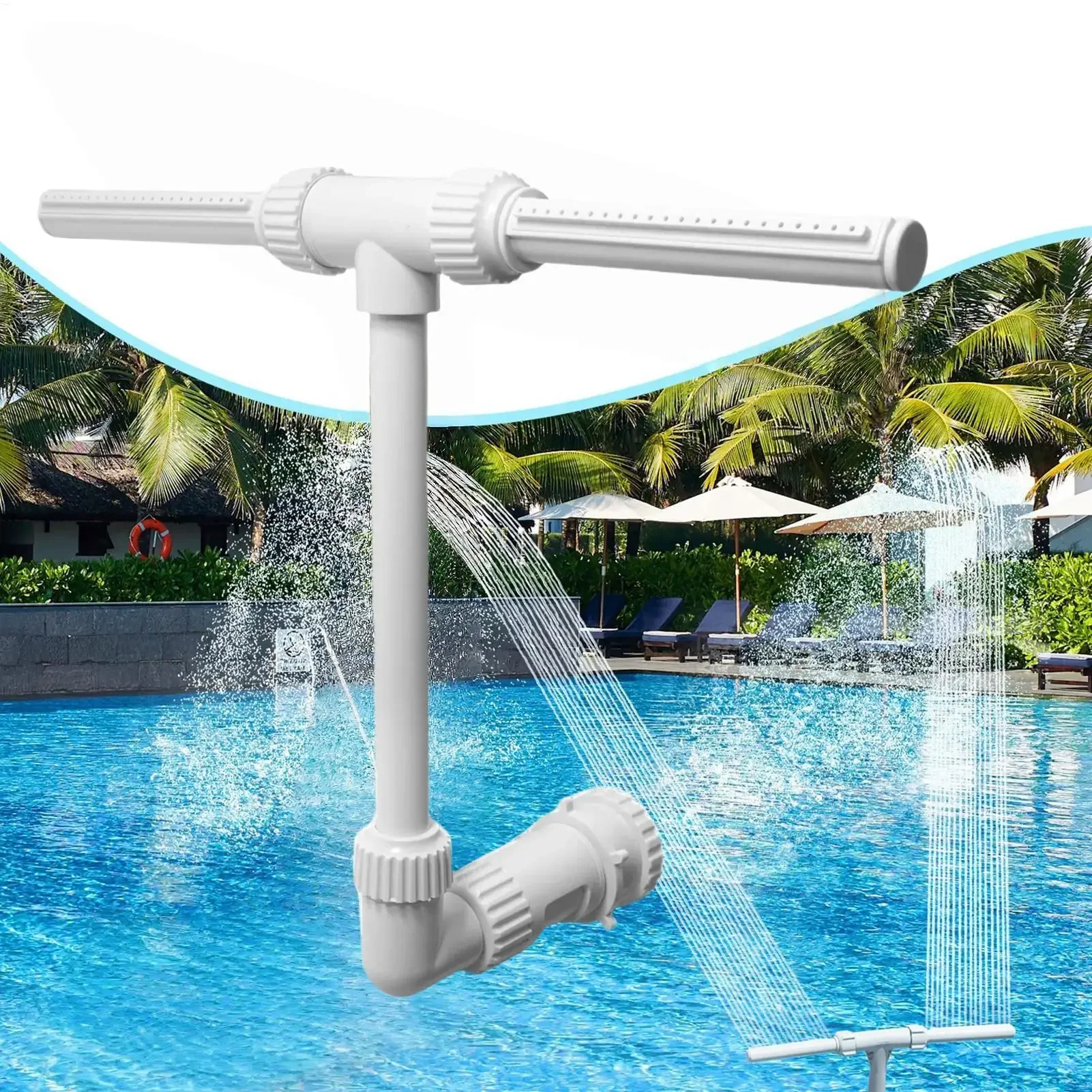 Pool Fountain For Aboves In-Ground Pools Adjustable Duals Spray Waterfall Sprinkler Cooler High-Pressure Pool Spray Fountain