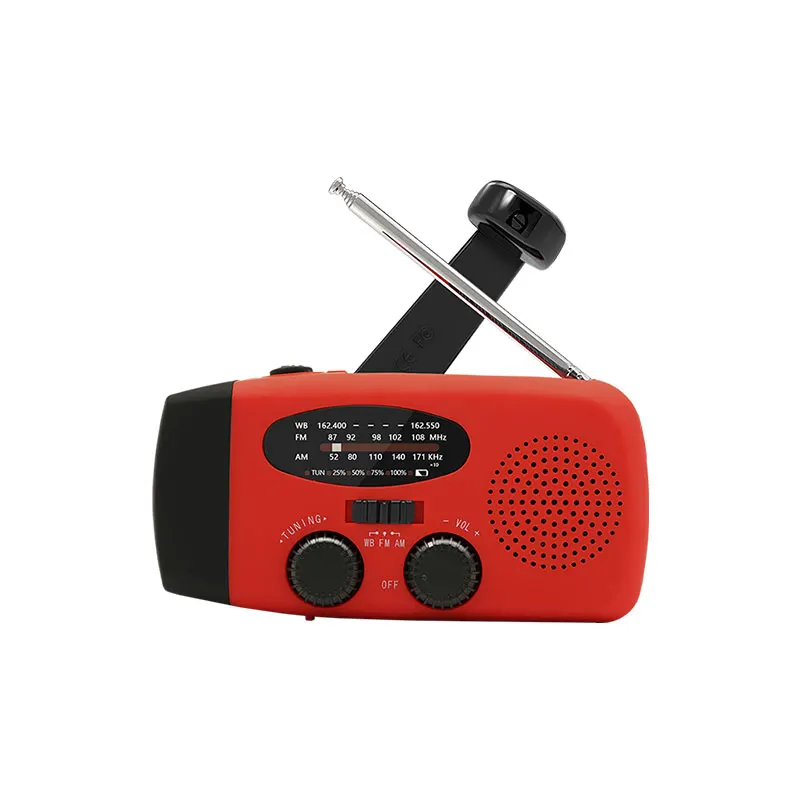 Rechargeable Portable Radio 2000mAh Emergency Radio Hand Crank Solar Power Bank with Solar Charging Battery Operated radio