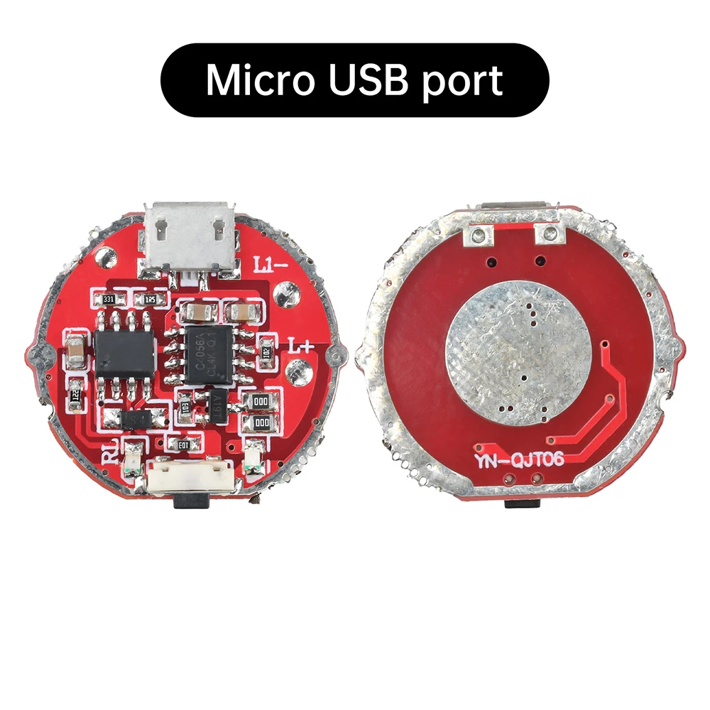 측면 프레스 강력 조명 토치 드라이버 보드 스위치 포함 마이크로 USB / TYPE-C 회로 기판 DIY 액세서리 (10W LED 비즈용)