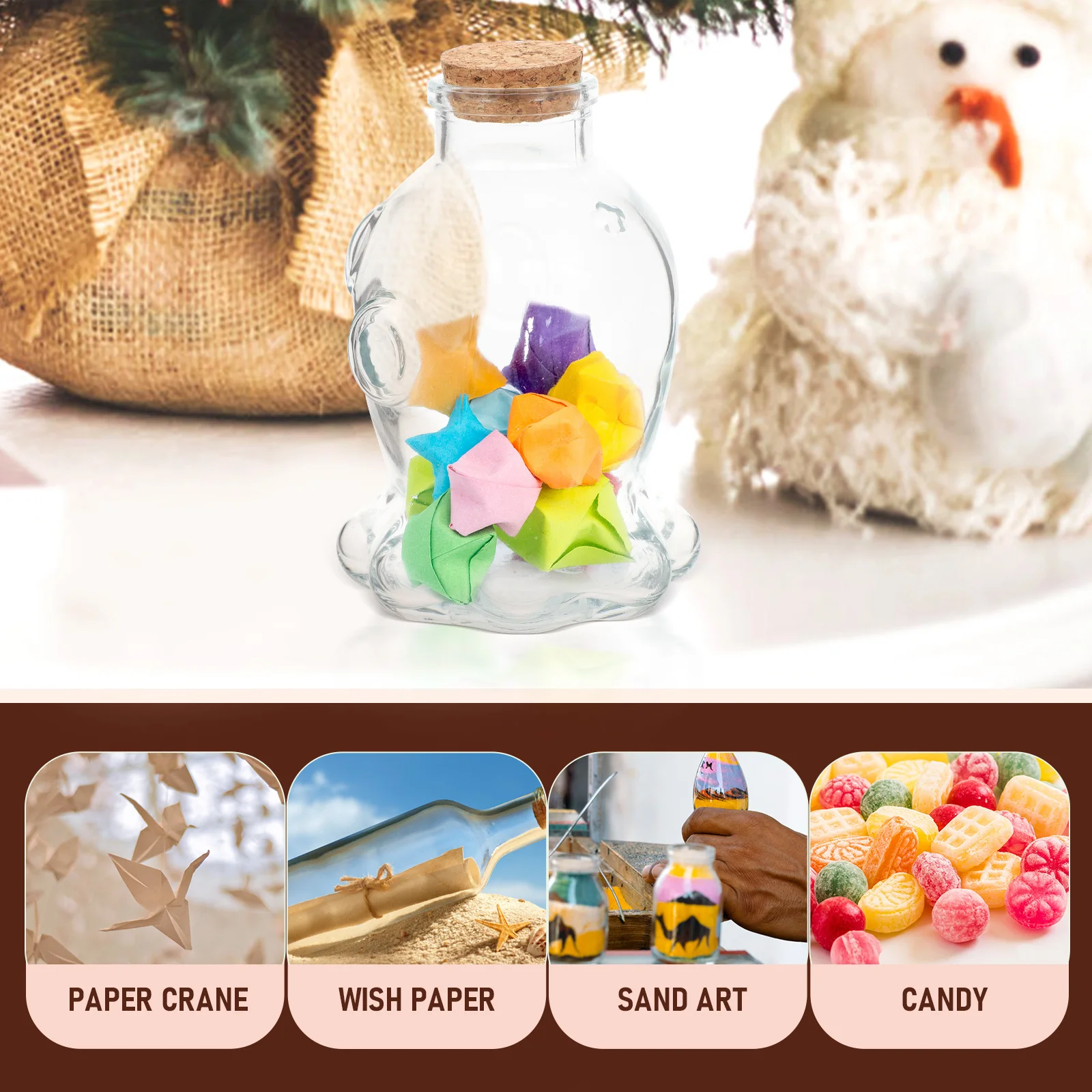 

4Pcs Transparent Landscape Bottle Glass Drift Bottles with Cork Stopper DIY Wishing Bottle for Sand Art Origami Craft Storage