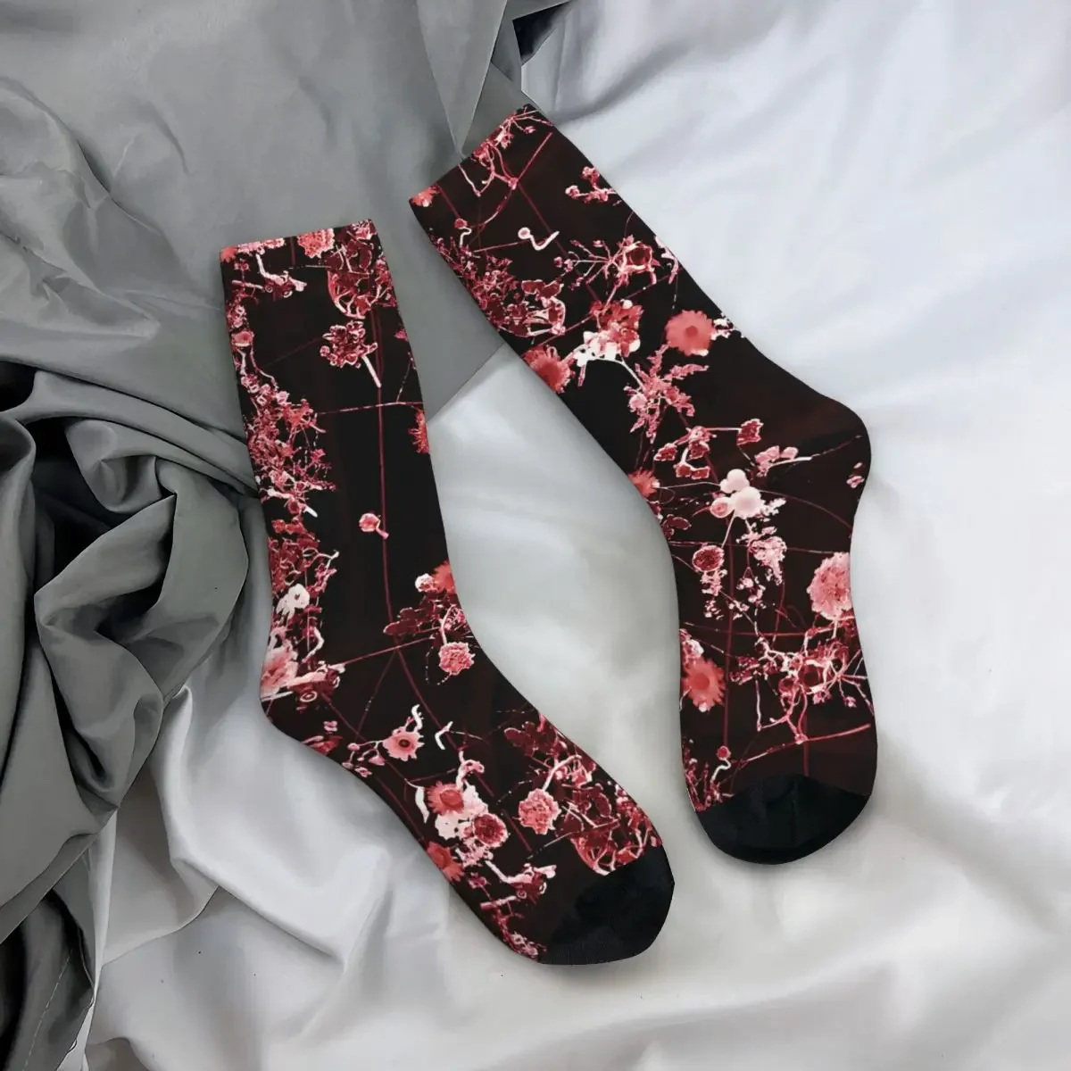 Chaussettes de Compression Rétro à Motif Floral Foncé pour Homme, Unisexe, Harajuku, Imprimé, Nouveauté