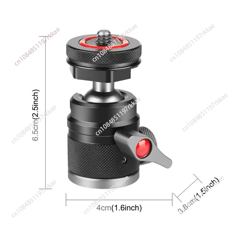 2in1 Mini Cold Shoe Ball Head Dual Use 1/4 Screw Cold Shoe Aluminum Alloy for Camera Phone Speedlite Tripod Selfie Stick