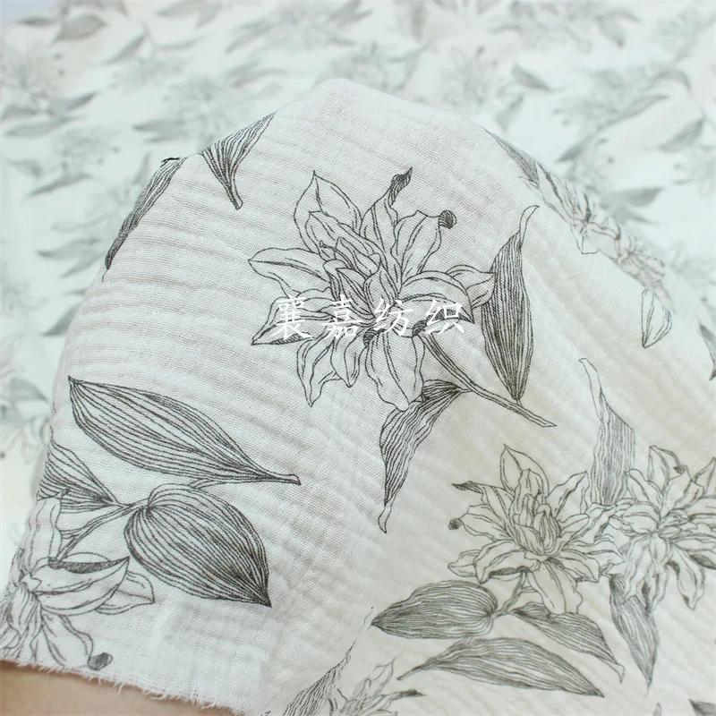 Double Cotton Gauze, Crepe, Vintage Lily, Loungewear Fabric