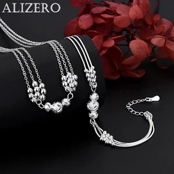luxury designer 925 Sterling Silver pretty lucky beads Necklace Bracelet Jewelry set for Women fashion party wedding Couple gift