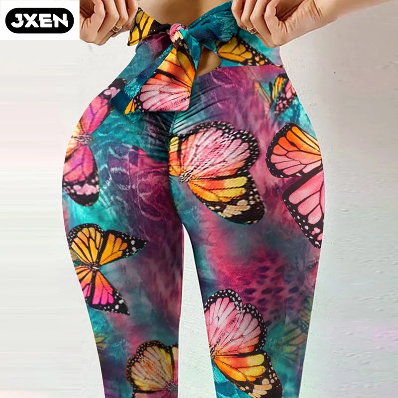 

Trendy High-Stretch Fitness Yoga Pants w/ Digital Print Bowknot, Sweat-Wicking, High-Waisted & Toning for Women leggings