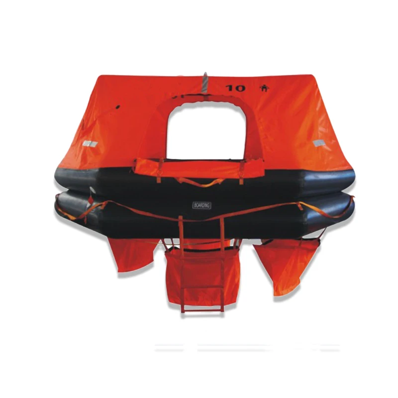 Marine Life Raft, 6-Person Inflatable Safety Boat for Sea Fishing Vessel, Emergency Survival Gear