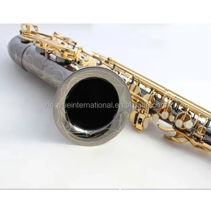 Black Nickel Body Gold Lacquer Bb Saxophone Tenor