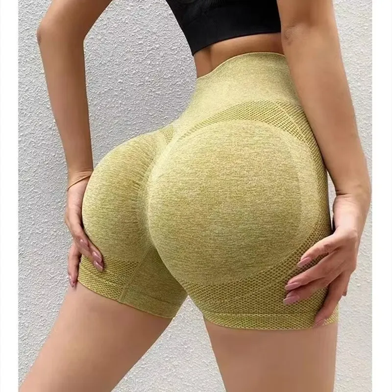 Yoga Shorts Fashion Hot Honey Buttocks Buttocks Sports High Waist Abdomen Stretch Tight-fitting Anti-glare Quick drying Fitness