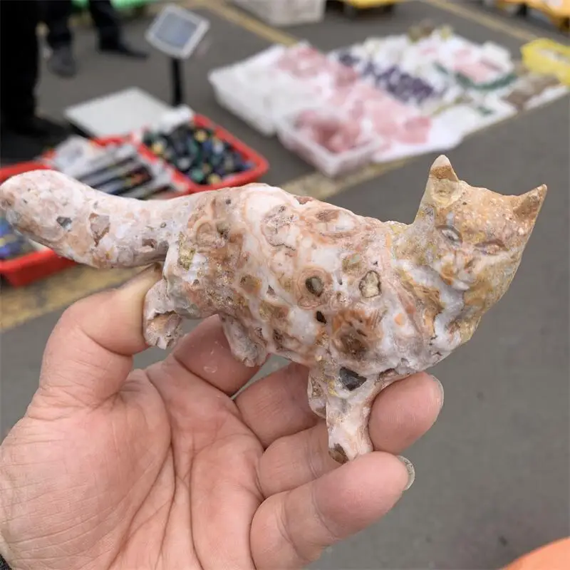 

Натуральный агат, кварц, кошка, резьба по животным, поделки на Рождество для детей, украшения дома, подарки, 1 шт.