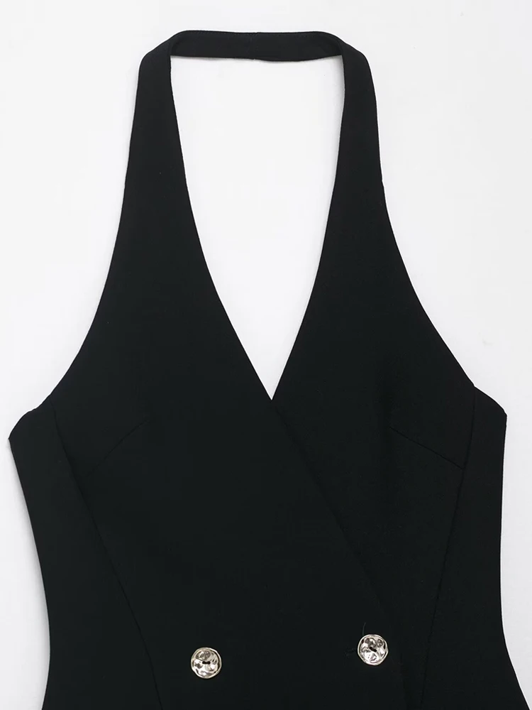 Feminino trespassado halter mini vestido com decote em v sem costas moda feminina vestidos mujer