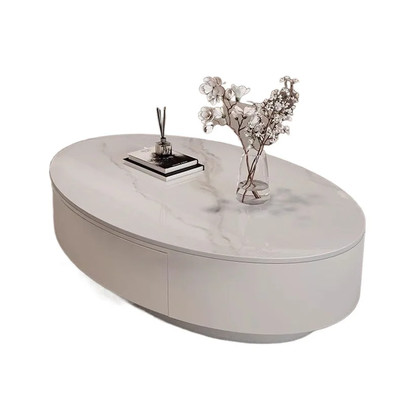 

# Aesthetic Focal Point Glass Coffee Table Stone Worktop Modern Coffee Table Italian-inspired Light Luxury Hotel