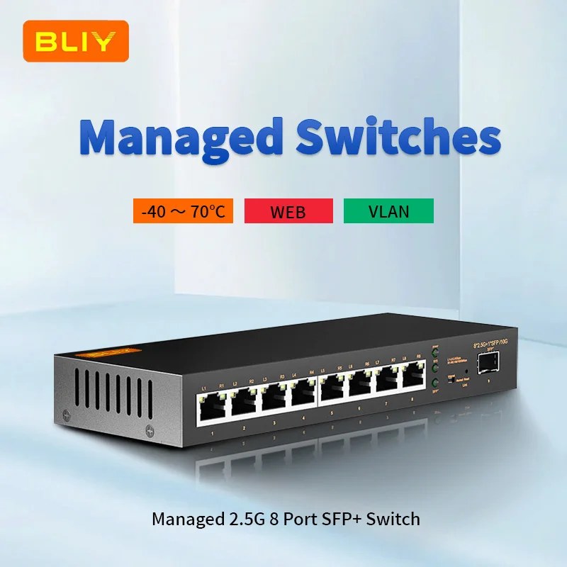 Managed 8-port 2.5G network switch 10G SFP+ server aggregation and monitoring AP