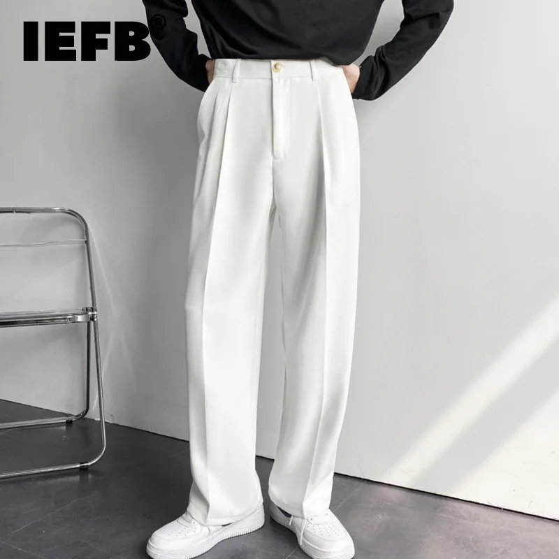 IEFB Autumn New Straight Suit Pants Loose Casual Men\'s High Street Wide Leg 2023 Korean Fashion Male Trousers 9A4489