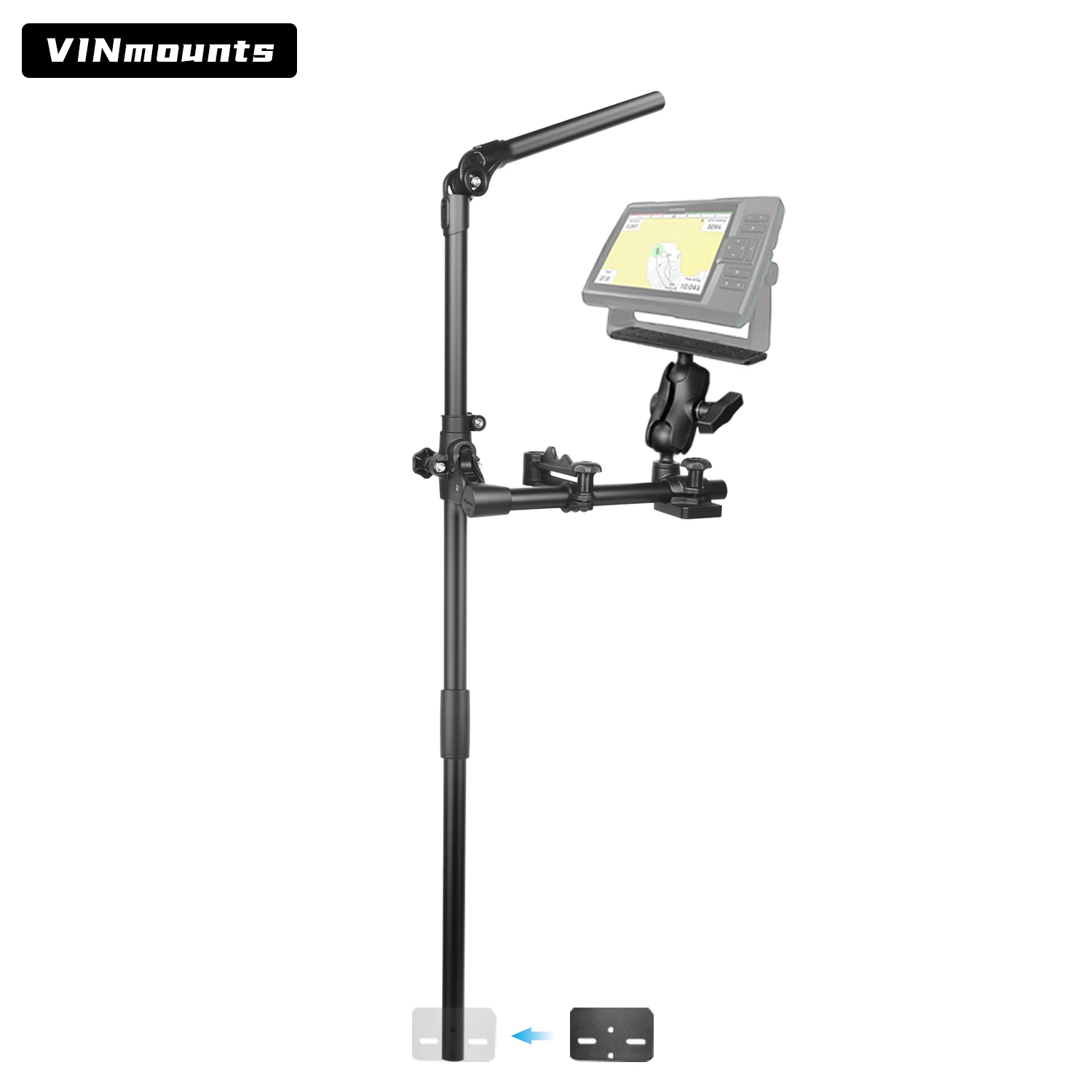 

VINmounts growth fish detector sonar bracket with C007 base and dual socket arm, 1023mm/1323mm/1723mm bracket