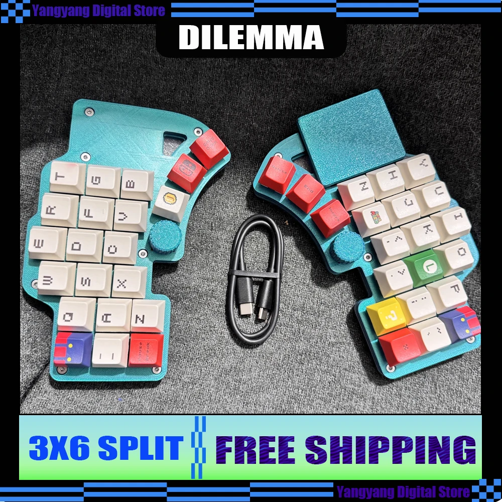 

Комплект клавиатуры Dilemma Max Split 3x6, комплект проводной клавиатуры, поддержка RGB, VIA Procyon, сенсорная панель, замена мыши, эргономичная пользовательская горячая замена