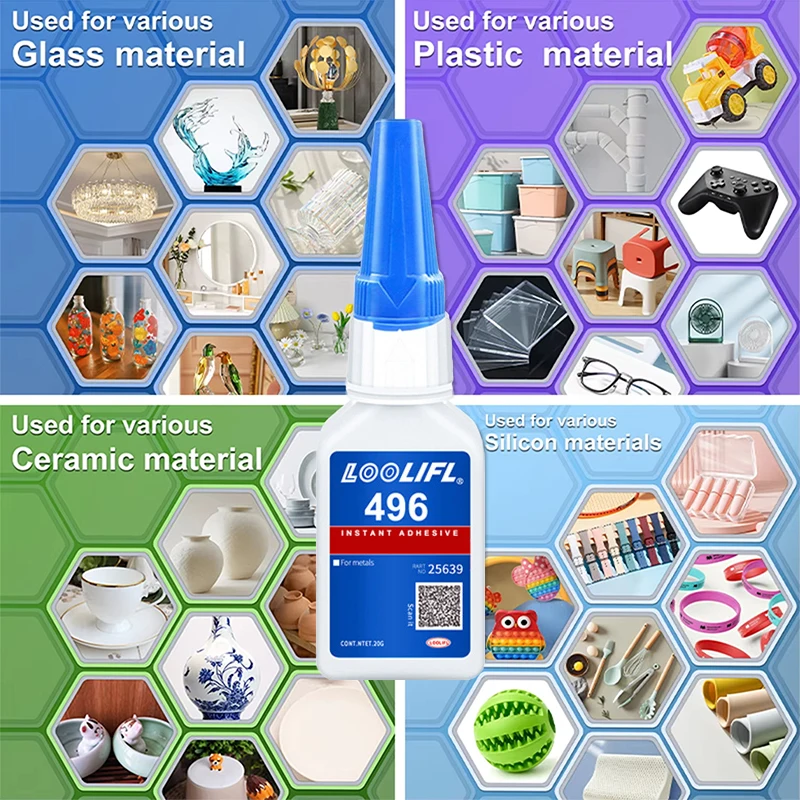 Loolifl496 Strong Adhesive Quick-Drying Glue, Fast-Curing Cyanoacrylate Adhesive for Metal, 5-10 Seconds Fast-Setting Heavy-Duty Transparent Liquid Glue, Suitable for Strong Permanent Bonding of Metal, Aluminum, Steel, Iron, and Hard Plastics, Industrial and Household Repair DIY Crafts Quick-Drying Glue, 20g Precision Tip Super Glue view 5