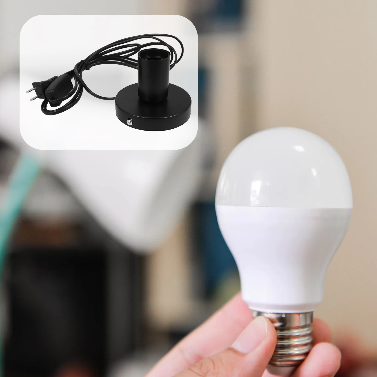 

Industrial Table Lamp Base Small Metal Desktop E27 Screw Light Bulb Holder Base Cord Switch Us Plug Vintage Light Socket