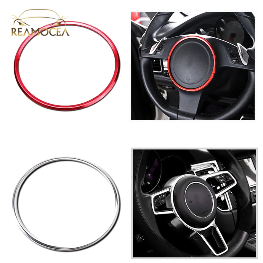 Reamocea Car Steering Wheel Button Sequins Cover Trim Frame Decoration Ring For Porsche 911 718 Macan Cayenne Panamera Cayman