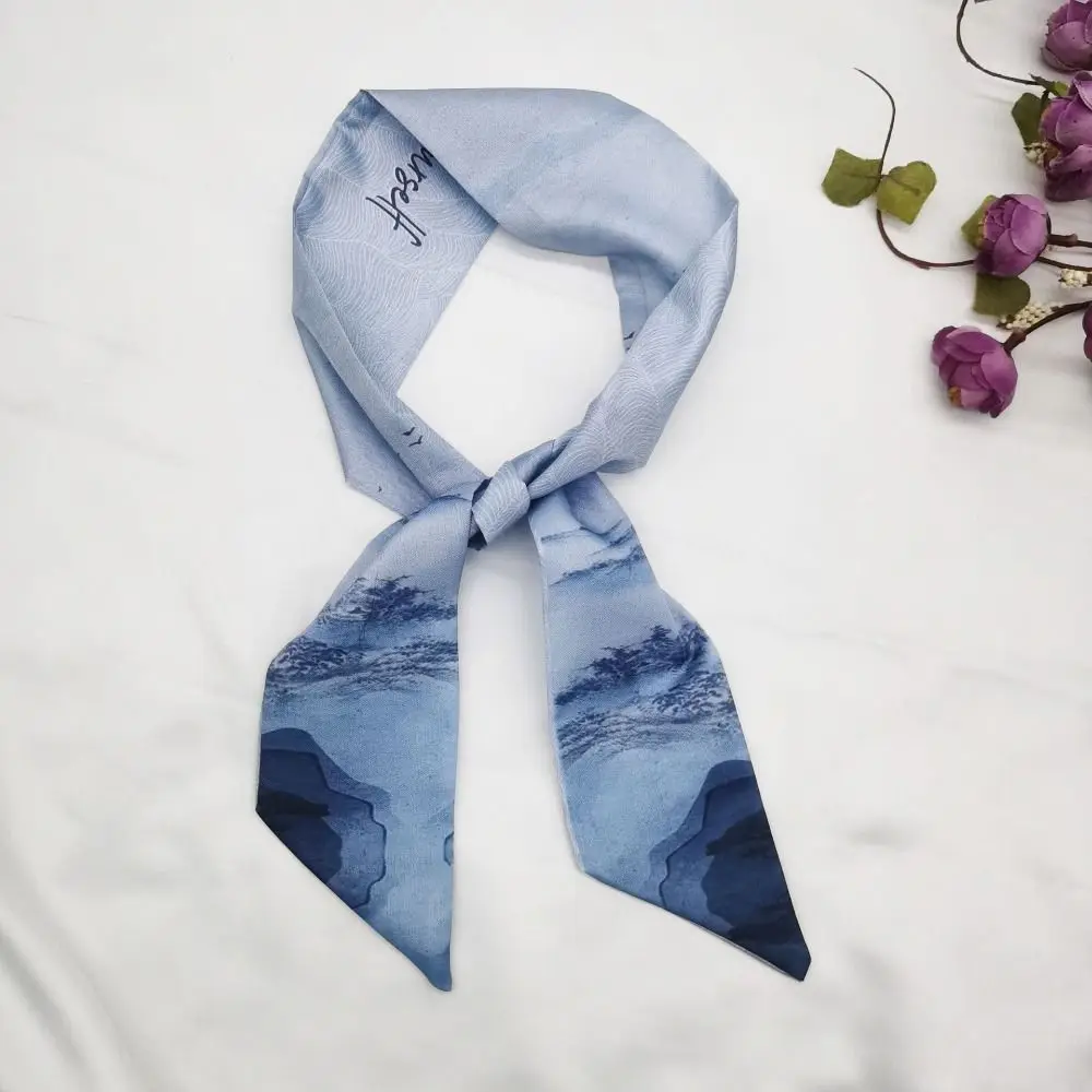 Fascia per capelli floreale retrò Nastro per pittura a olio Foulard Cravatta in stile cinese