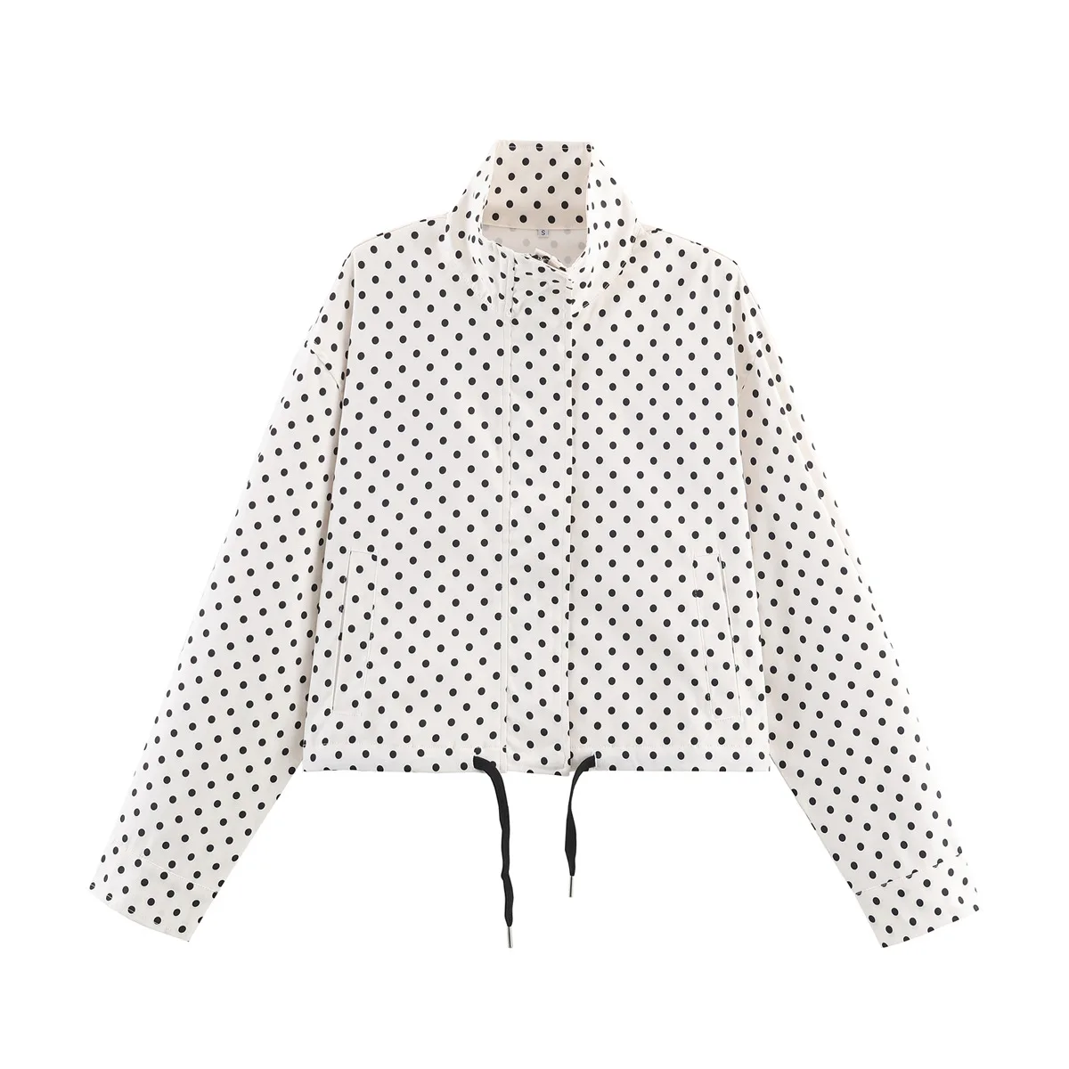 

Women's French Fashion Polka Dot Print Drawstring Jacket 85EX