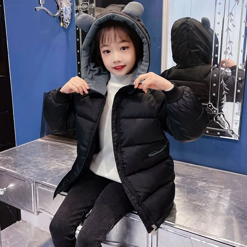 

Girl's Winter 2025 New Stylish Thickened Down Coat for Toddler & Kids - Thermal Insulated Mid-length Cotton-padded Jacket