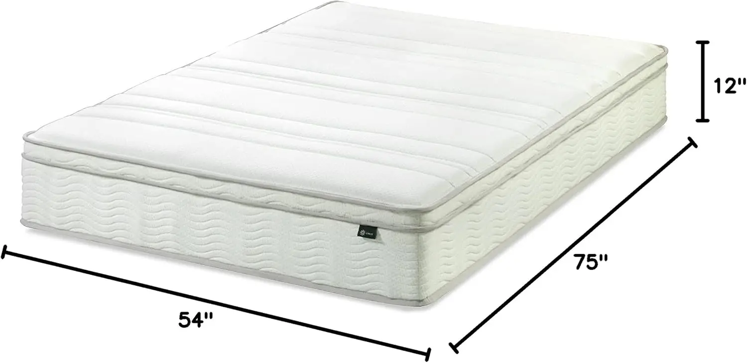 12 Inch Foam and Spring Mattress, Full, CertiPUR-US Certified Foams, Mattress in A Box, White