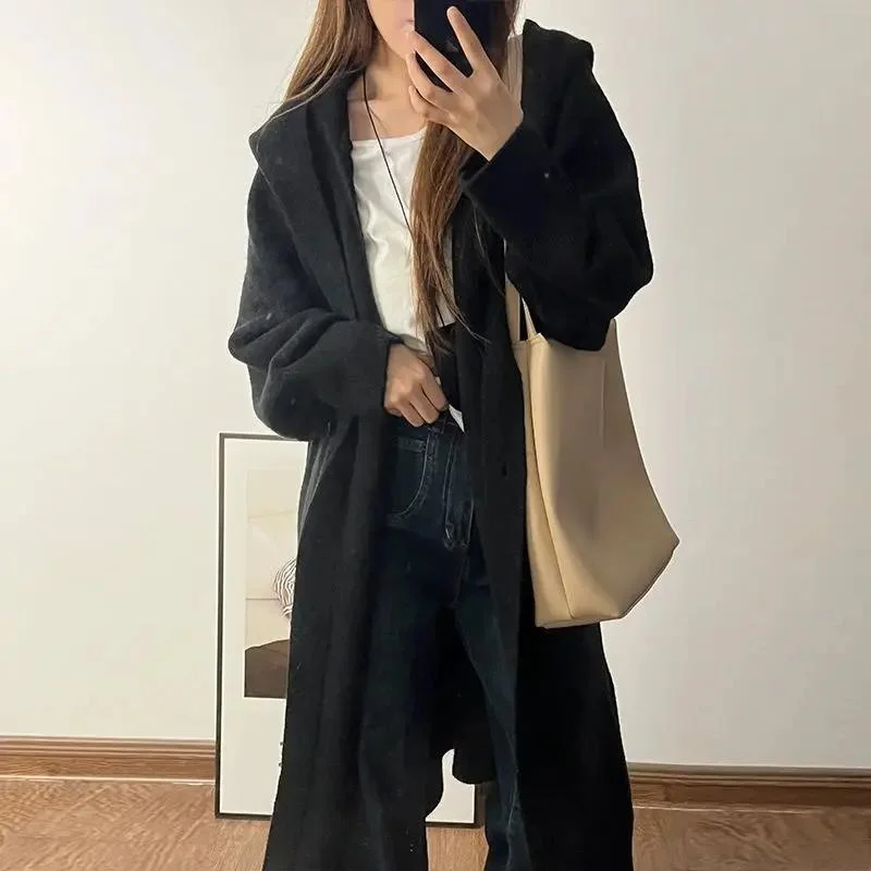 

Женские кашемировые кардиганы средней длины, весенние, с ажурными вставками, свободного кроя, укороченные, однотонные, с защитой от катышков, в стиле Харадзюку