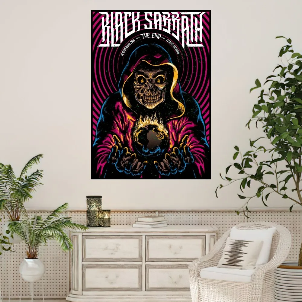 Affiche de Bande B Noire S-Sabbath Imprimée, Autocollant Mural, Peinture pour Chambre à Coucher, Salon, Décoration de Bureau, Maison