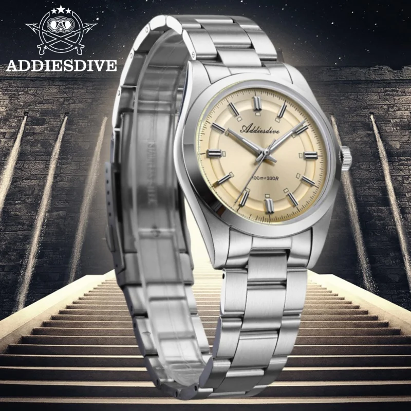 

ADDIESDIVE Hot Sale Men Watch VH31 BGW9 Super Luminous10Bar Waterproof 316L Stainless Steel Bubble Mirror Glass 36mm Quartz Wat