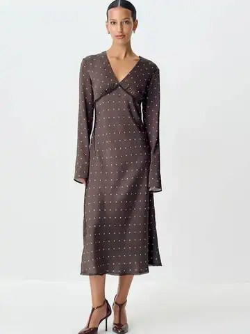 Fantoye सेक्सी वी-गर्दन मुद्रित पोल्का डॉट महिला मैक्सी ड्रेस सफेद लंबी आस्तीन पैचवर्क फीता पोशाक शरद ऋतु नई सुरुचिपूर्ण स्ट्रीटवियर 2025 6 best sales पोल्का डॉट ड्रेसेस - №6