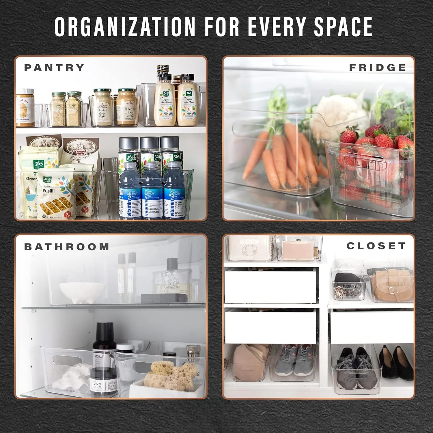 X-Small Conteneurs de rangement transparents – Paquet de 2, pour garde-manger, réfrigérateur, organisation d'armoires