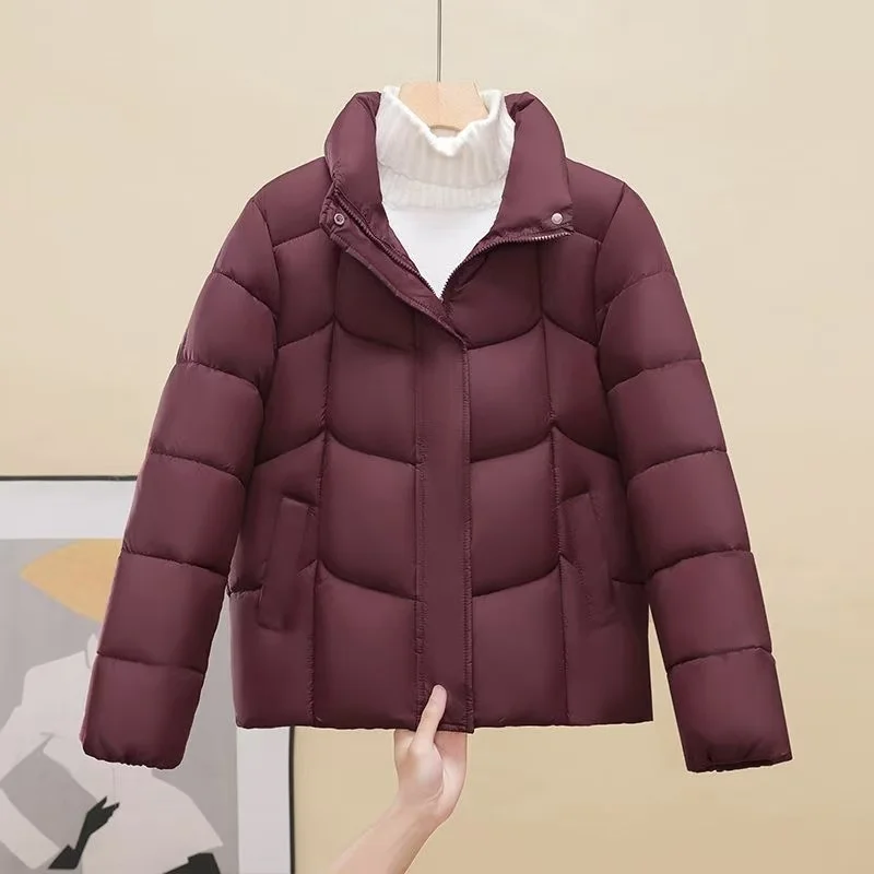 2025年ファッション ショート丈 ダウンコットンジャケット レディース 新作 厚手 スタンドカラー コート 秋冬 無地 ゆったり カジュアル アウター トップス