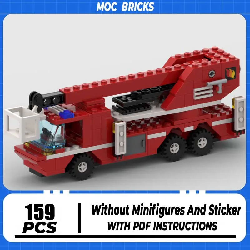 

Пожарная машина Moc, строительные блоки, воздушная платформа 6x6, классическая городская модель, технология, кирпичи, сделай сам, сборка, игрушки, набор, подарки