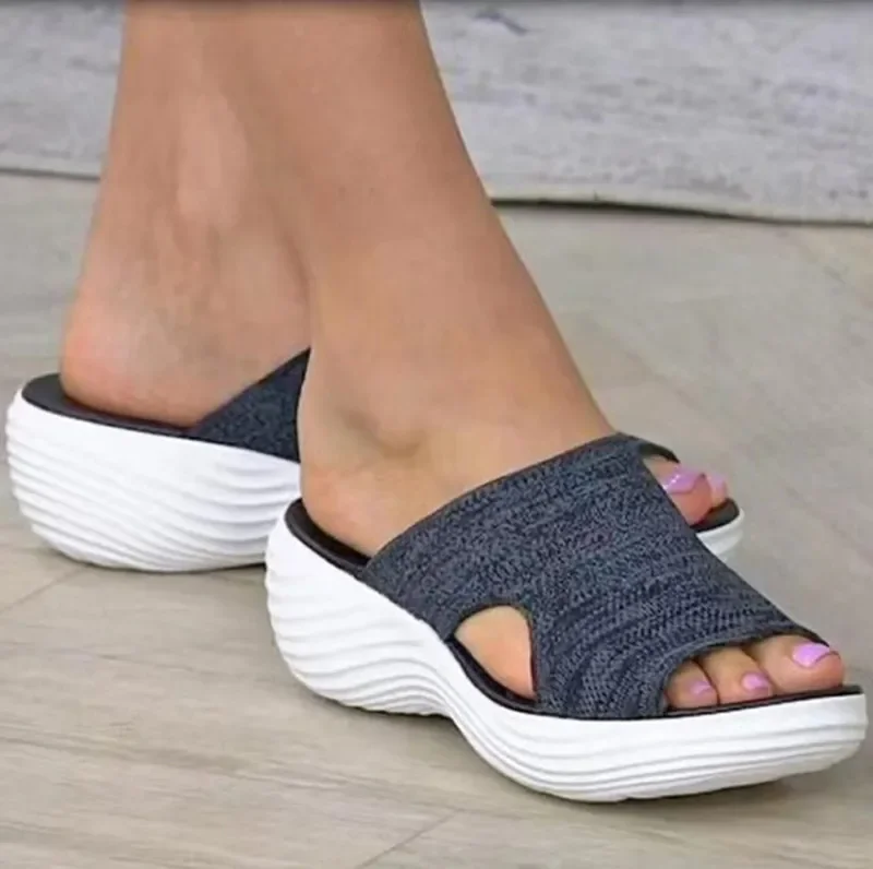 Slippers Women Casual  Open Toe Breathable Outdoor Beach Platform Sandals Plus Size Solid Color Wedges Shoes Sandalias 2023