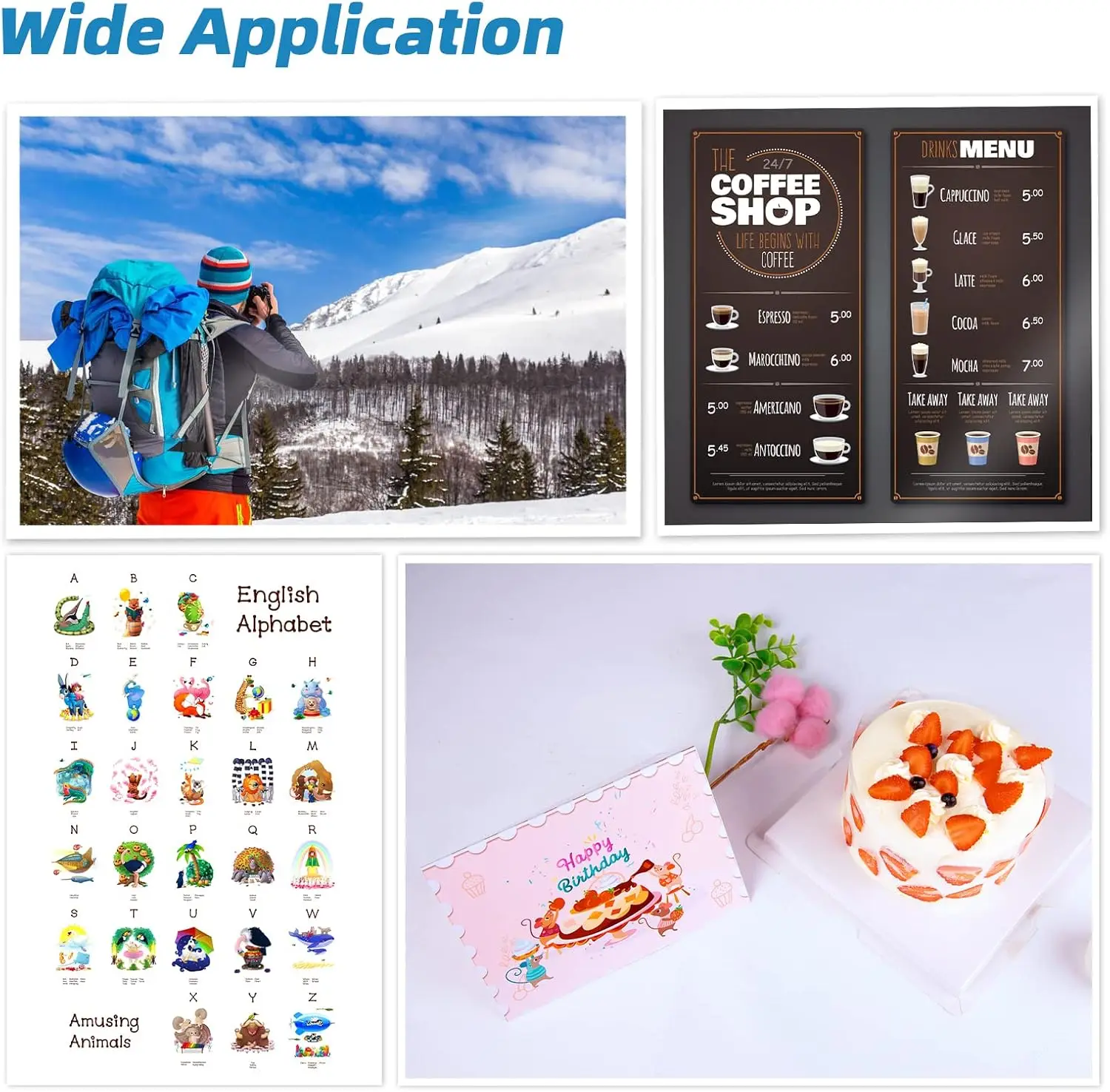 120GSM 50 hojas A4 papel fotográfico de doble cara papel fotográfico altamente brillante 8,3x11,7 pulgadas Compatible con impresora de inyección de tinta