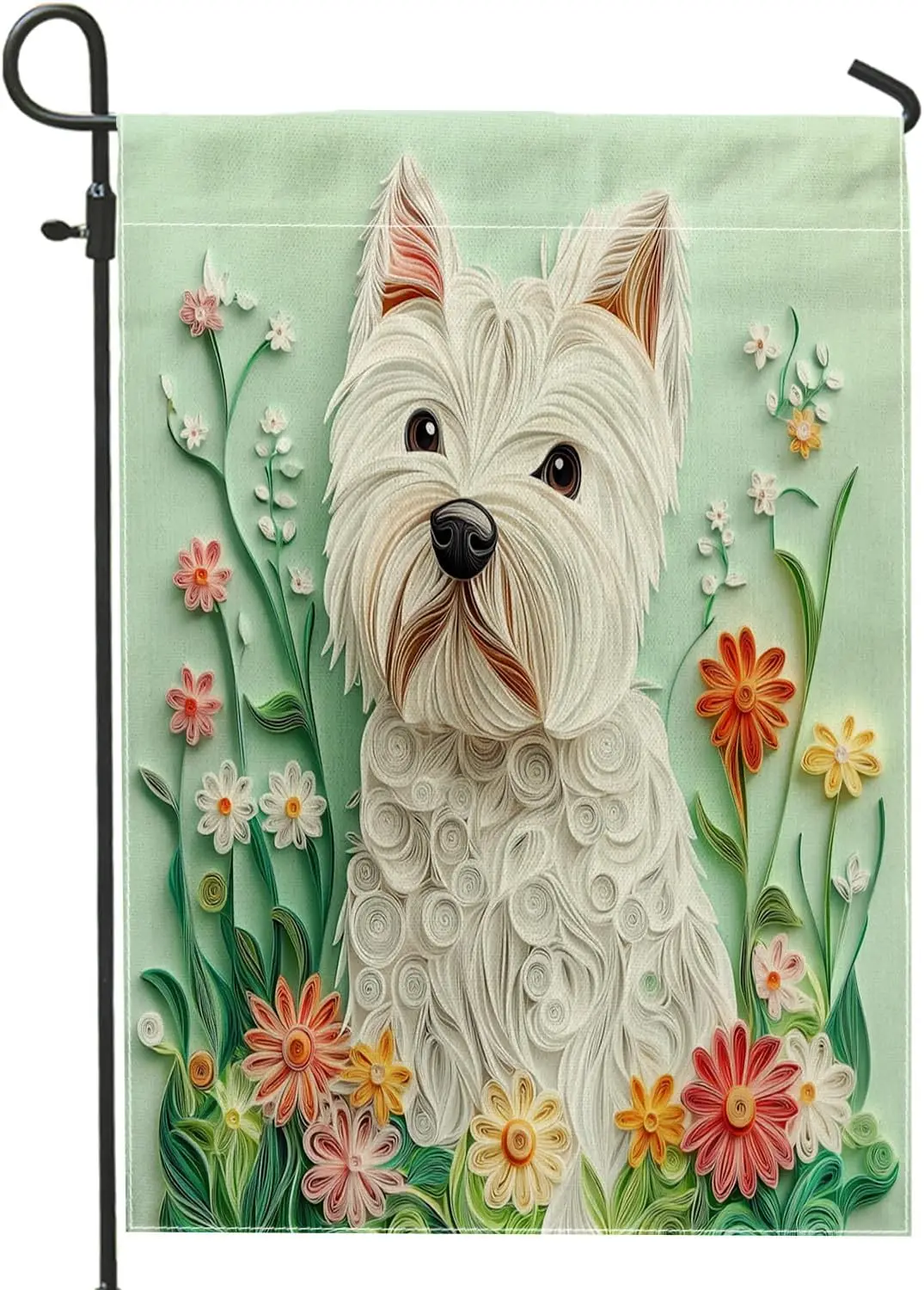 Spring Westie Dog Garden Flags 12”x18” Double Sided for Outside Decorative, Funny Puppy Animal Floral FrontYard Canvas House XXE