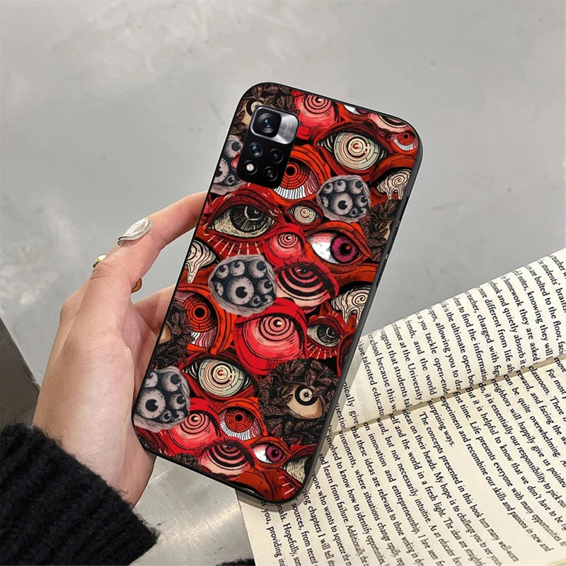 Phone Case For Xiaomi Redmi note 13 12 Pro 11S 11 10 Pro 10S 12S Redmi 10 13C 9C Scary Face Eyes Case