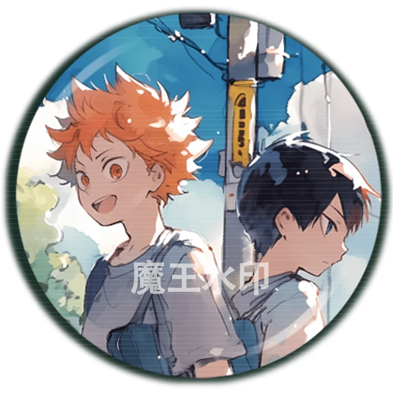 

Anime Haikyuu!! Shoyo Hinata Kozume Kenma Cosplay 58mm Badge Q Version Colleagues Cute Double Flash Ambitus