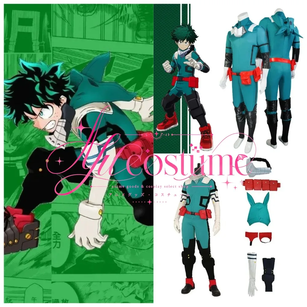 Disfraz de Cosplay de Anime My Hero Academia Izuku Midoriya Deku, Uniforme de Batalla, Conjunto Completo para Halloween, Conveniones y Actuaciones