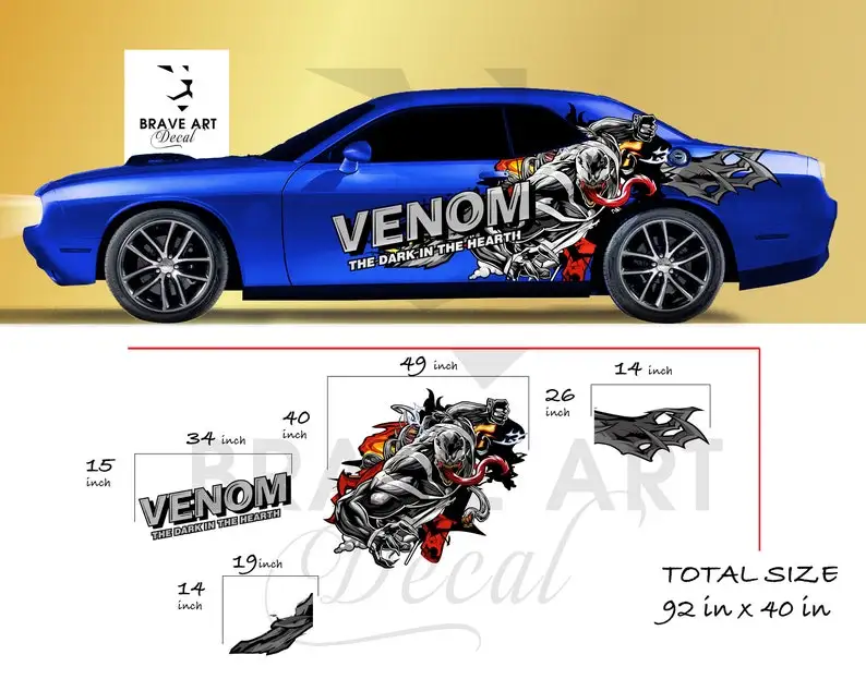 Venom Designed NEW Design Large - Car Livery, Cast Vinyl Wrap, Universal Size, Car Wrap