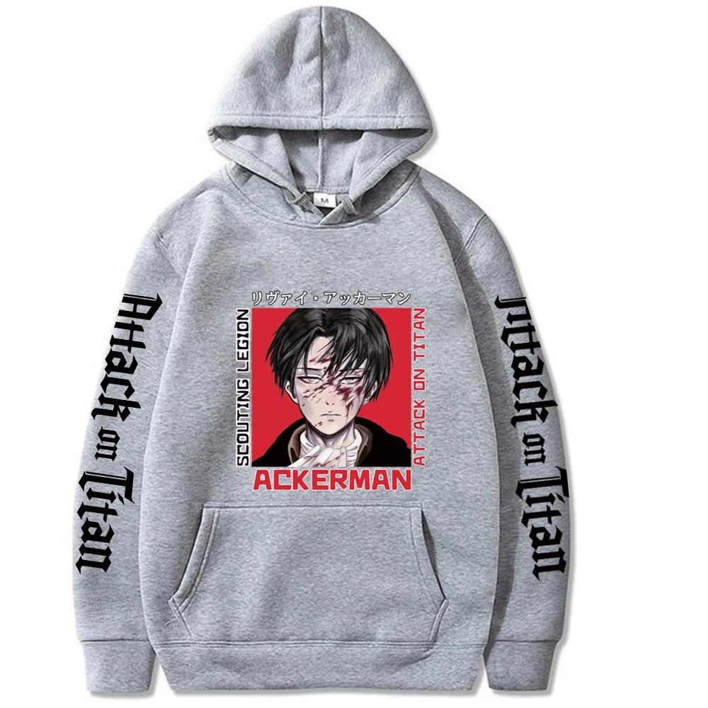 Hot Anime Attack On Titan Levi Ackerman Graphic Print Hooded Men Women Long Sleeve Hoodies Unisex Sweatshirt Harajuku Pullover