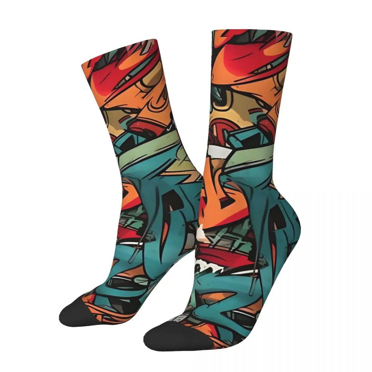 

Crazy Design Crazy Compression Urban Basketball Socks Street Graffiti Pattern Polyester Middle Tube Socks for Unisex Sweat