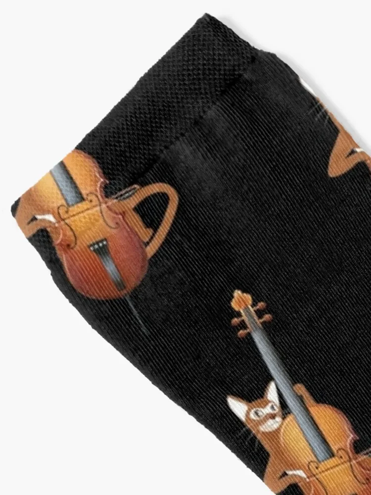 Cello Cat Orchestra Classical Music Violoncello Cellist Socks christmass gift professional running Luxury Woman Socks Men's